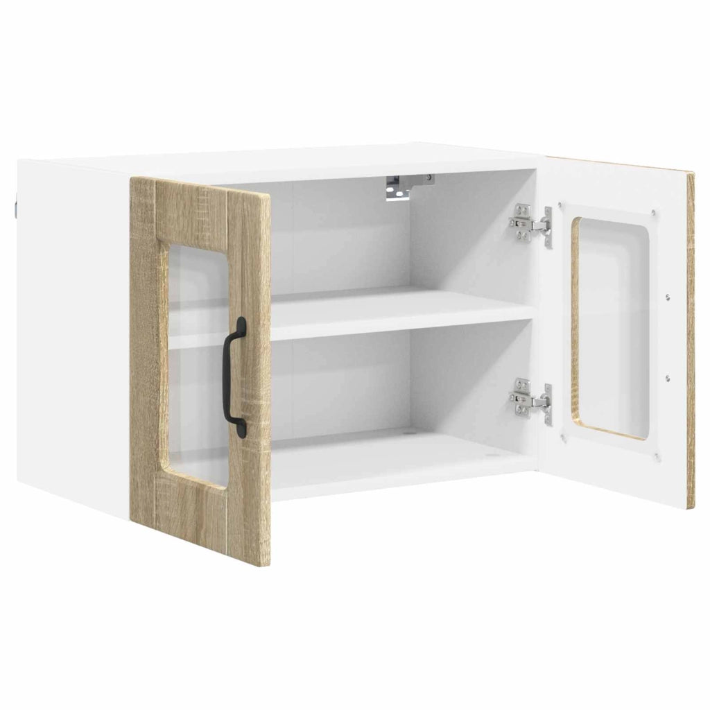 Set di 2 pensili da cucina moderni con 4 ripiani 60 x 31 x 40 cm realizzati in legno composito di rovere Sonoma 02_0054314