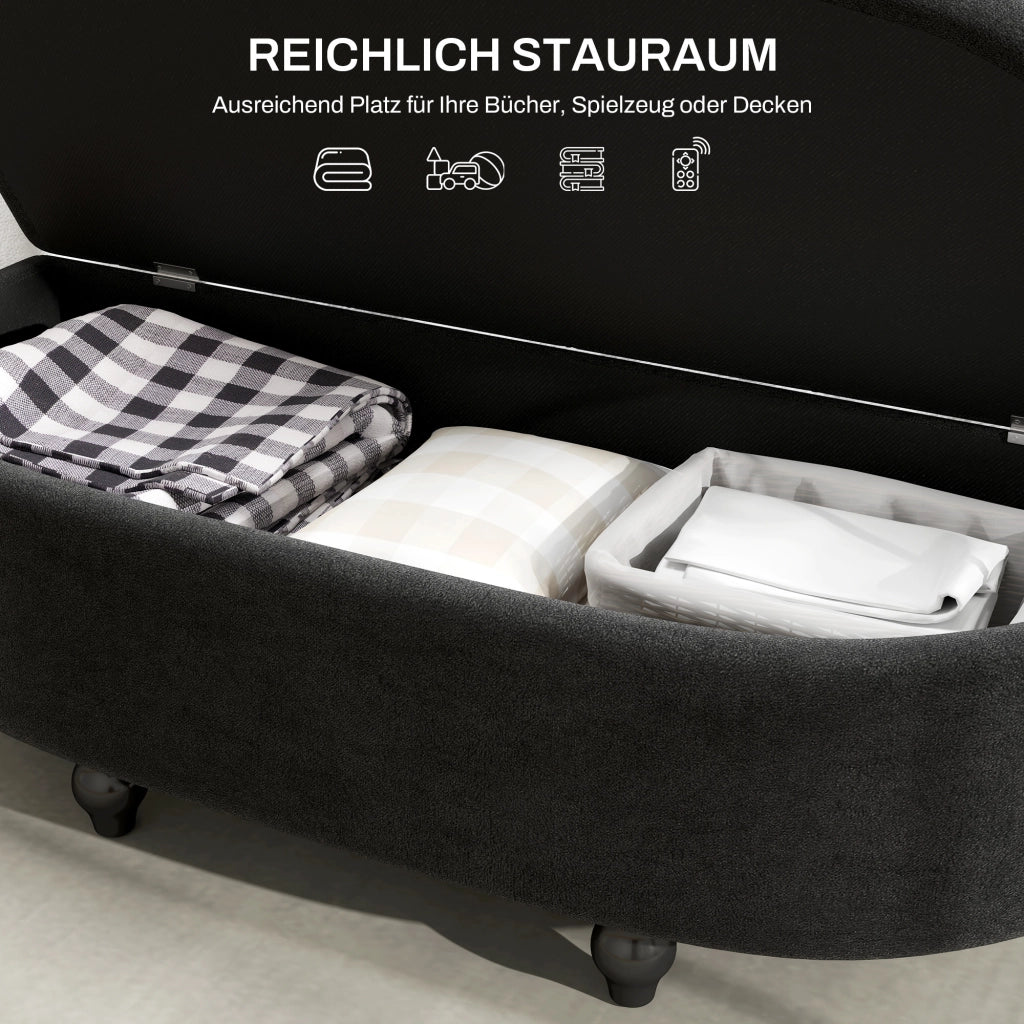 PANCA CONTENITORE 120x46x42 cm Grigio Scuro in velluto