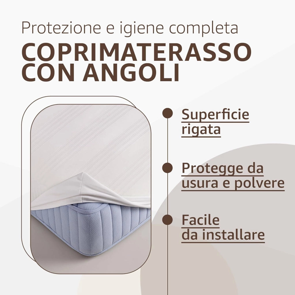 Coprimaterasso Matrimoniale in Cotone 160x190x25 cm con Angoli Elasticizzati - Traspirante e Anallergico