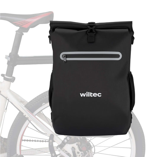 Borsa per bici 4in1 20 l nera, impermeabile, montaggio al portapacchi posteriore, scomparto laptop, elementi riflettenti
