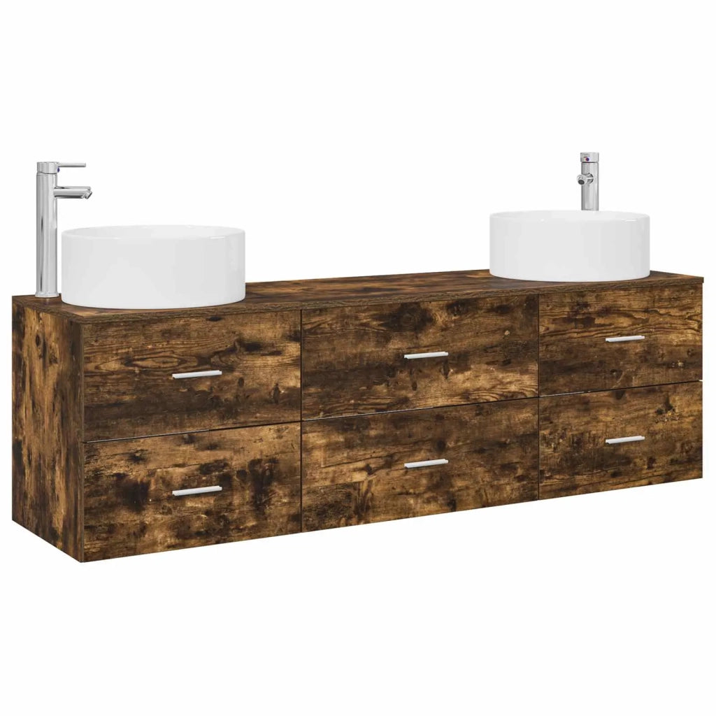 Set di mobili per il bagno 3 pz Rovere Fumo 3405943
