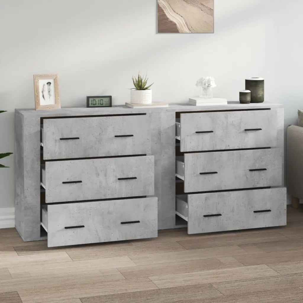 Credenze 2 pz | Madia | Buffet da pranzo | Armadio da pranzo Grigio Cemento in Legno Multistrato