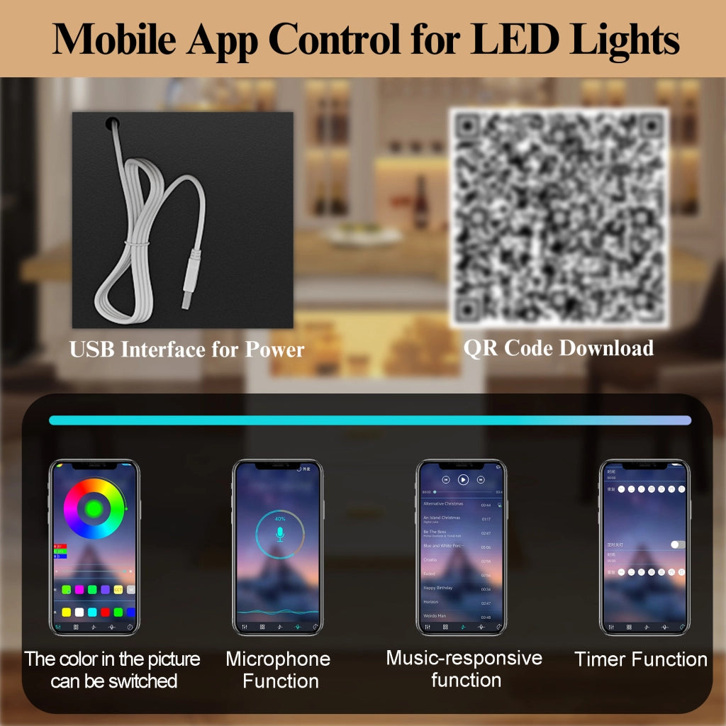 Tavolo allungabile con LED e controllo da app, 2 cassetti e vano con anta in vetro per cucina e sala da pranzo