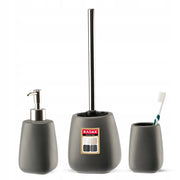 Set da bagno KADAX 3 in 1 con dispenser di sapone per WC, spazzolino e bicchiere, colore grigio.