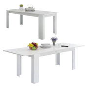 Tavolo per sala da pranzo Arizon, Made in Italy, Tavolo moderno con allunghe, Consolle allungabile, cm 140/190x90h75, Bianco lucido Larice