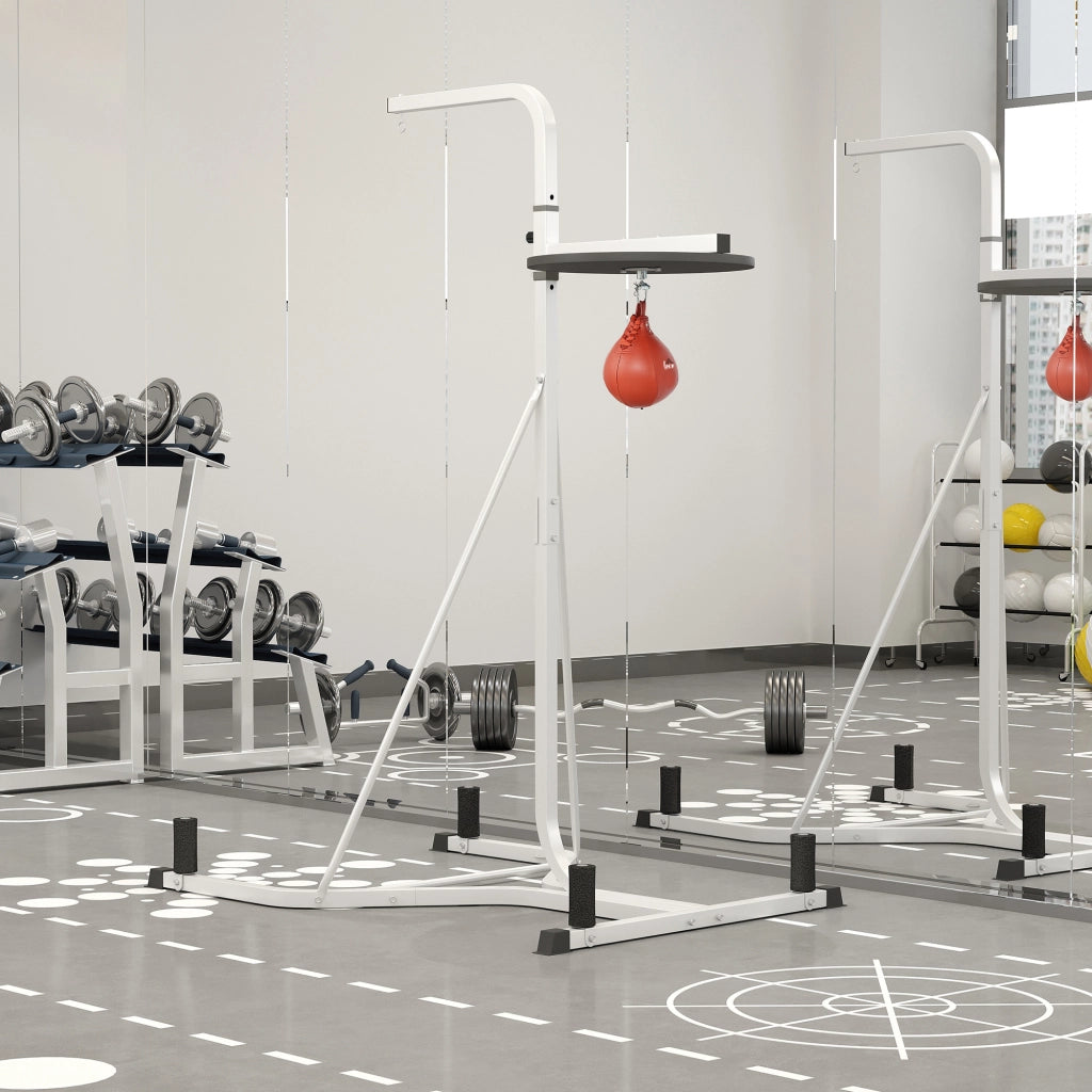 Sacco da boxe 2 in 1 con supporto e pera velocita' ¨C zephmum ¨C bianco 156x115x224 cm