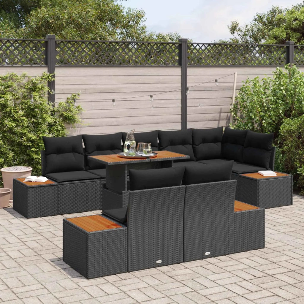 Set Divano da Giardino con archiviazione 9 pcs Nero Poly Rattan 3358817