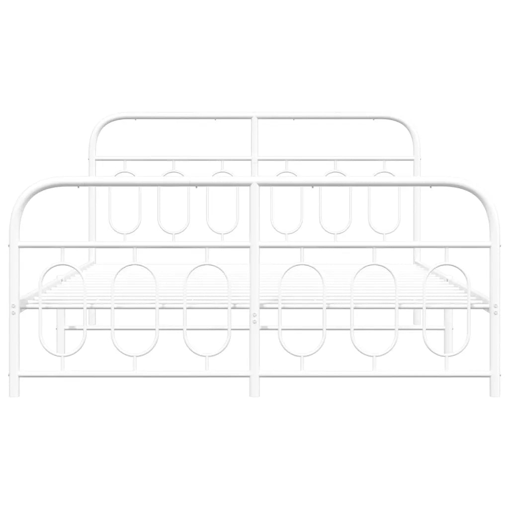 Giroletto con Testiera e Pediera Metallo Bianco 150x200 cm 377186