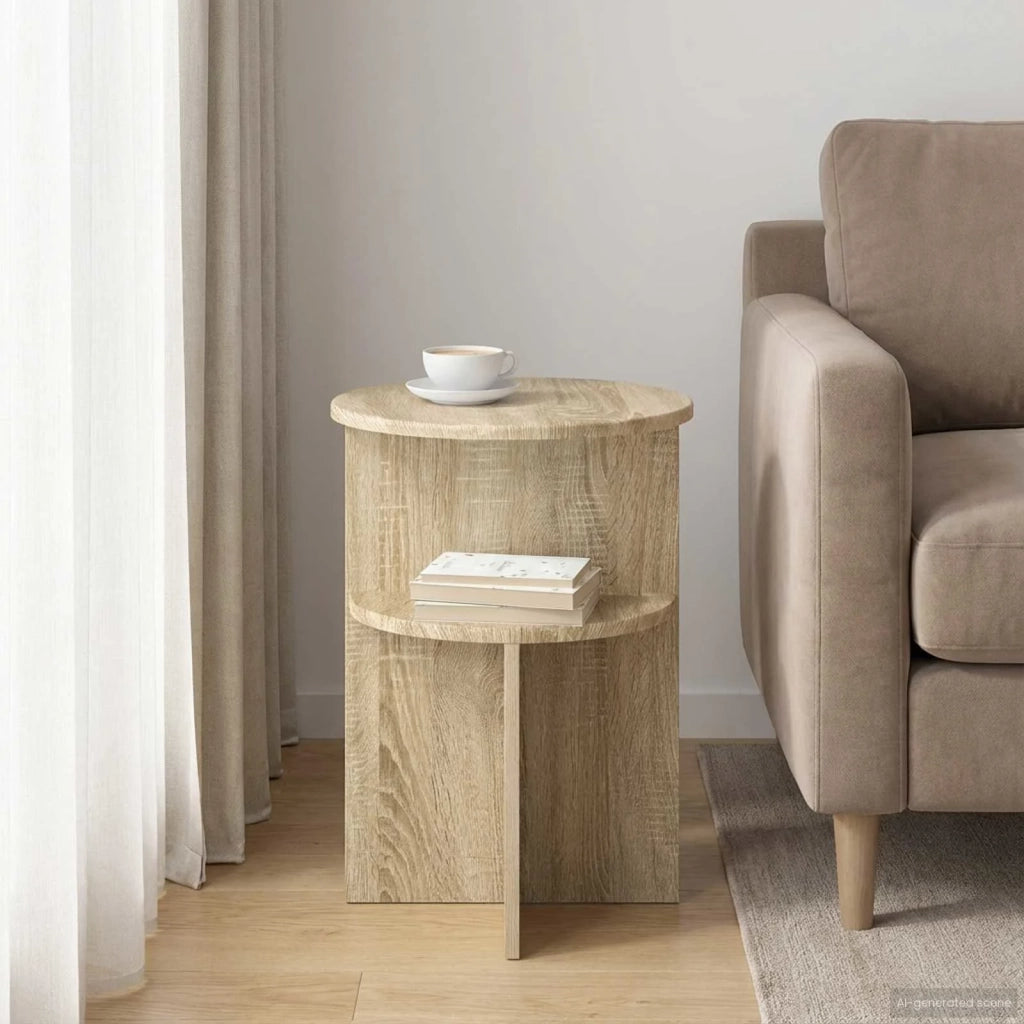 Tavolo laterale con archiviazione Rovere Sonoma Ø 39,5 x 55 cm