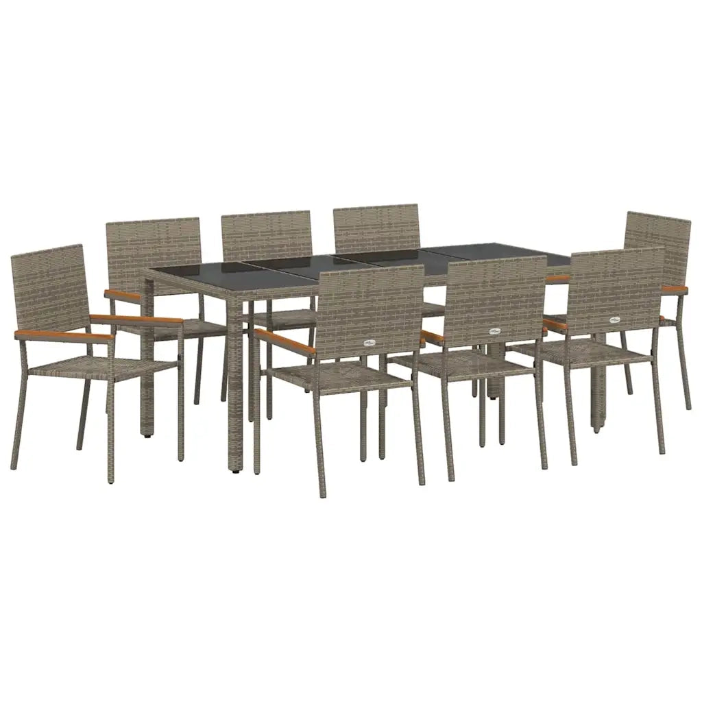 Set da Pranzo per Giardino 9 pcs Grigio polyrattan 3365400