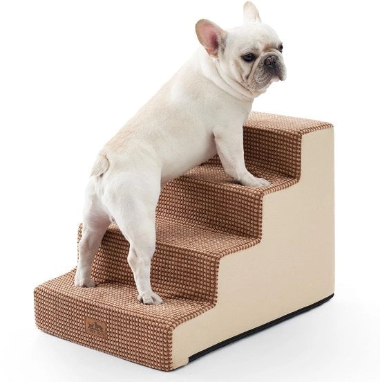 Trappola per cani Cozy Kiss, 4 gradini, larghezza 60 cm, altezza 45 cm, materiale schiuma di alta qualità, copertura rimovibile, colore miele, dimensioni 60x45x45 cm, con 4 pezzi