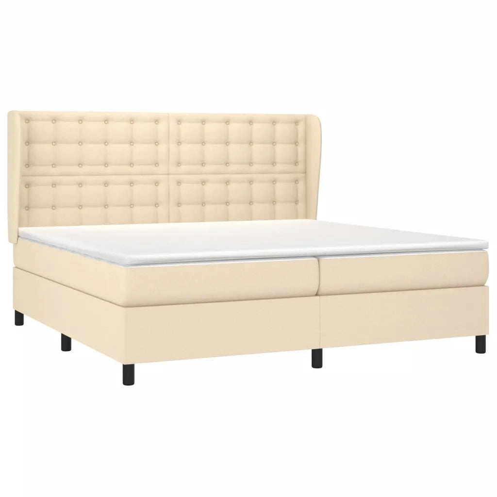 Giroletto a Molle con Materasso Crema 200x200 cm in Tessuto 3128314