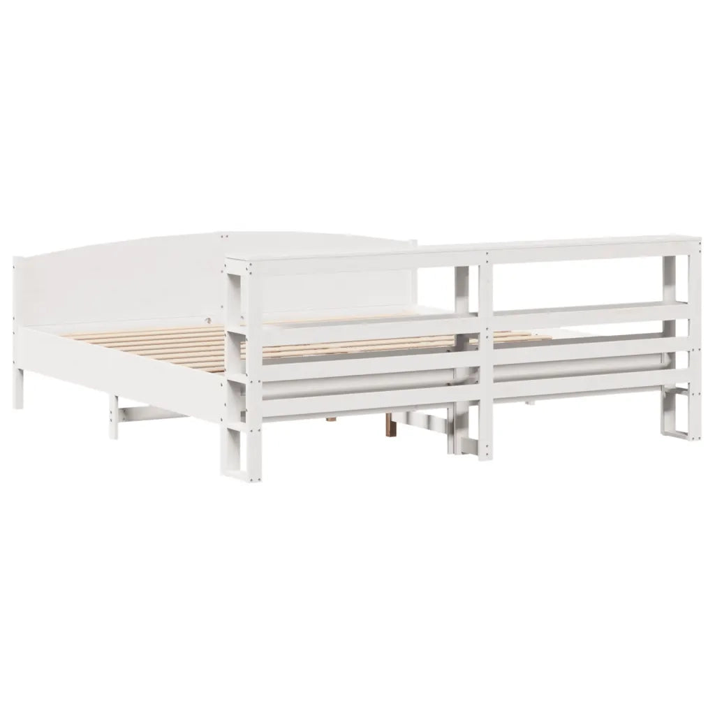 Giroletto senza Materasso Bianco 200x200 cm Legno Massello Pino
