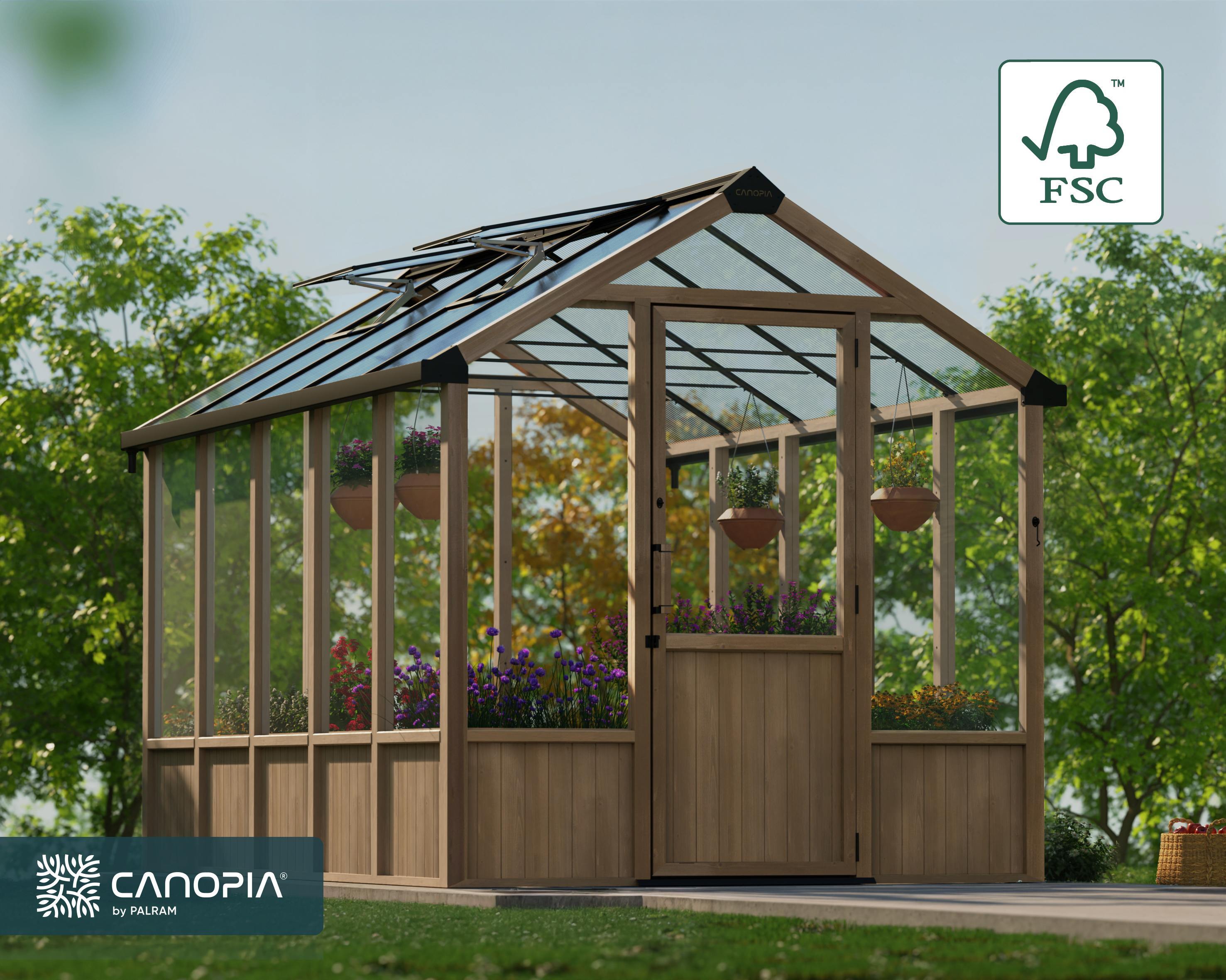 Canopia NATURA Doppio Strato Serra Da Giardino in Policarbonato  360X237.5X261 cm - Legno di cedro