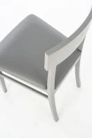 E-STYLO Sedia in legno laccato grigio scuro con seduta rivestita in similpelle, imbottita, 44cm X 45cm H. 82cm.