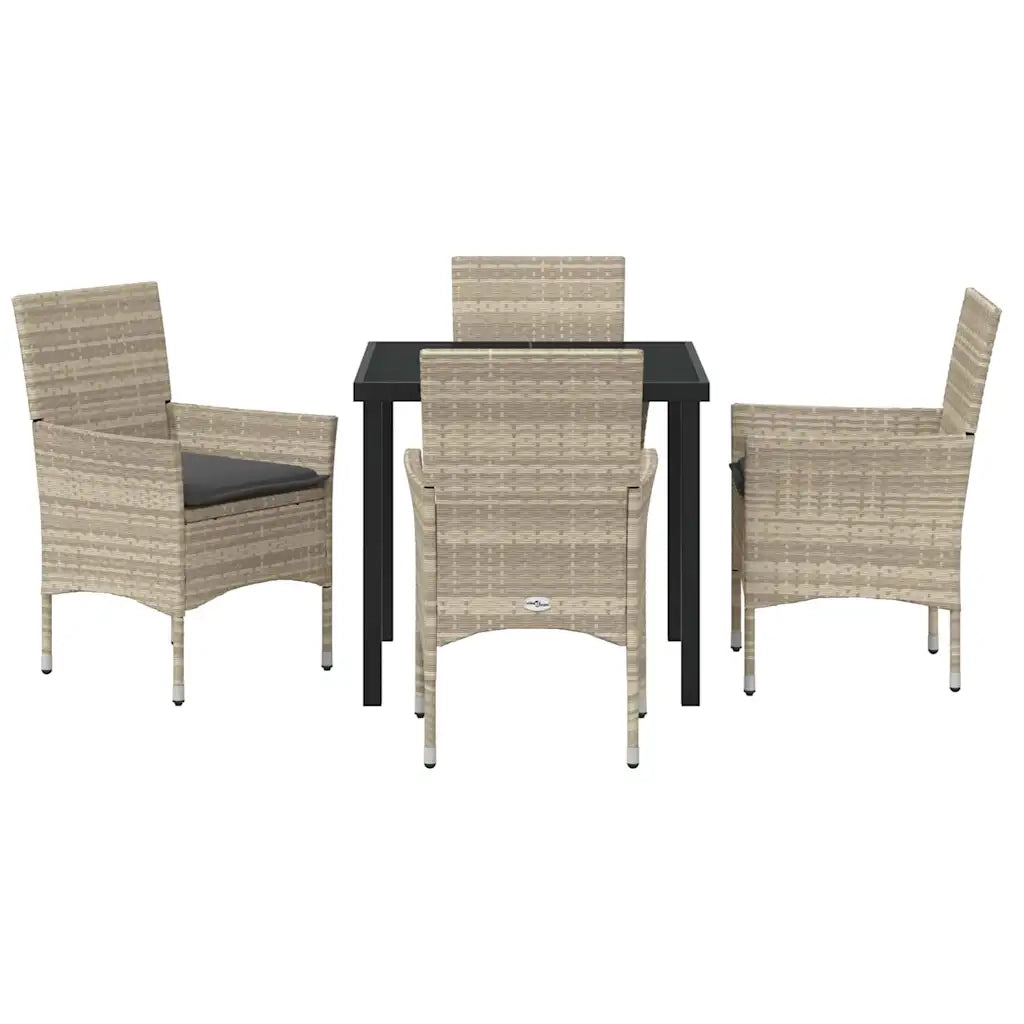 Set da Pranzo per Giardino 5 pcs Grigio chiaro polyrattan