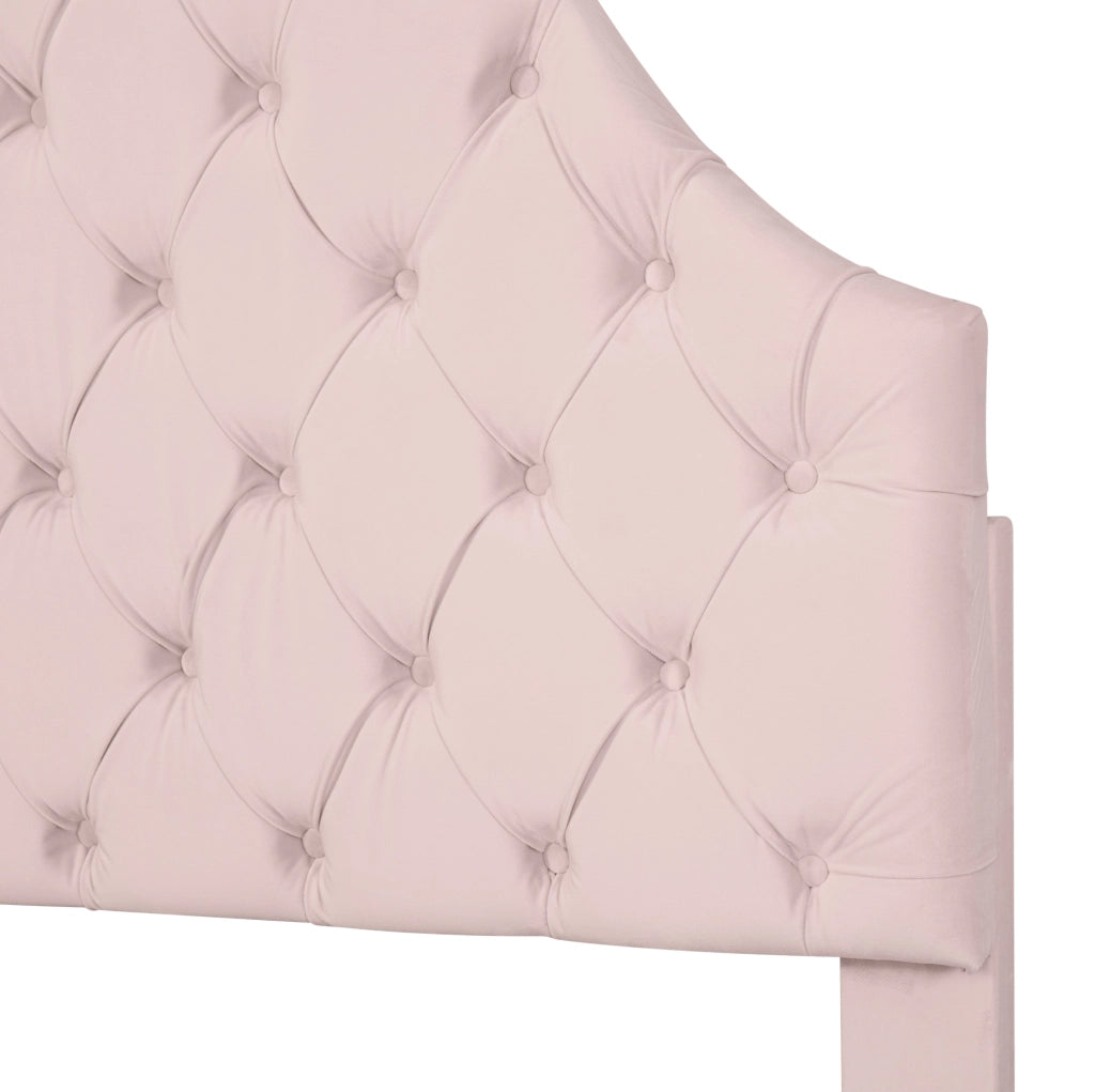 Letto imbottito 90x200 cm in velluto rosa con testiera regolabile e rete a doghe