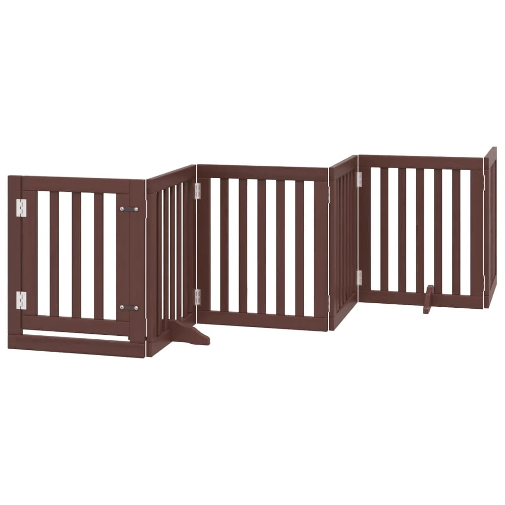 Cancelletto di sicurezza per animali domestici porta pieghevole 9 pannelli legno di pioppo marrone 02_0023275