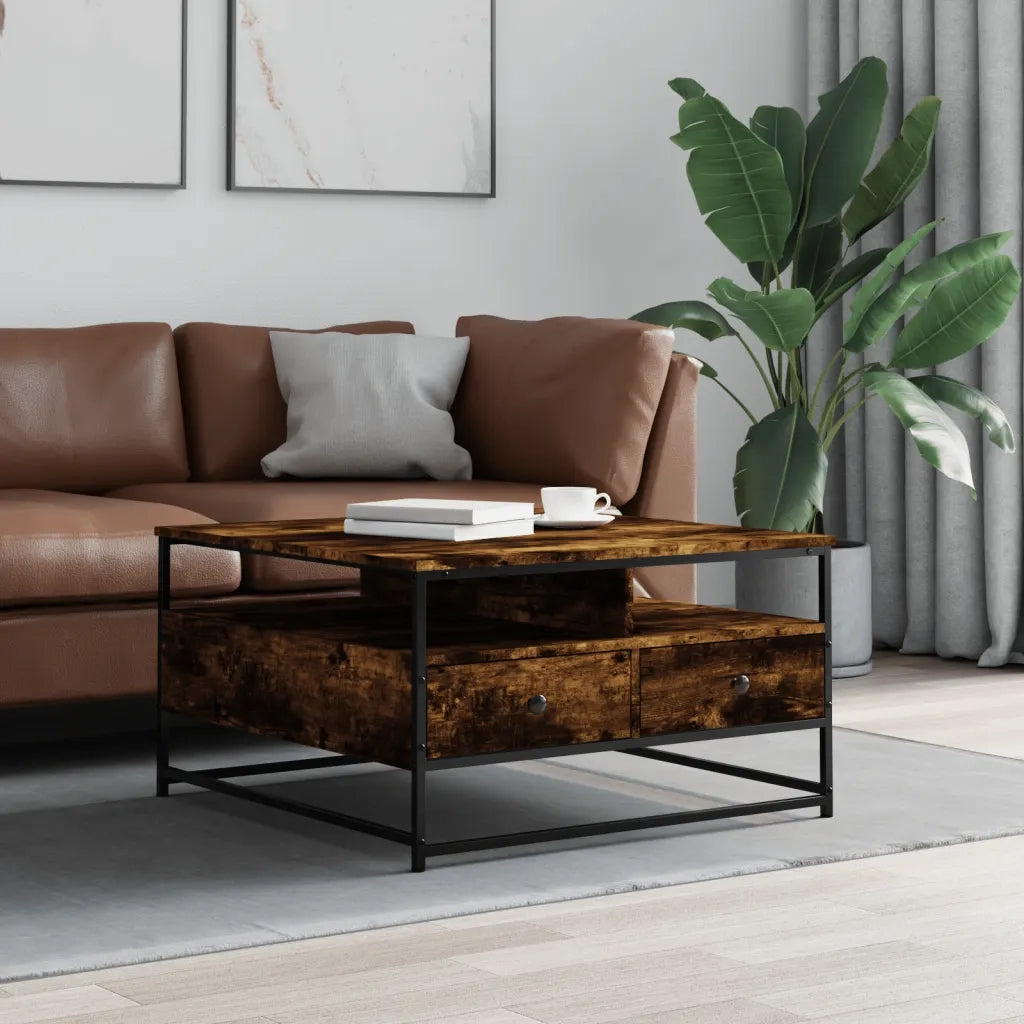 Tavolino da salotto | Tavolino da caff¨¨ | Tavolino da Soggiorno Rovere Fumo 80x80x45 cm Legno Multistrato