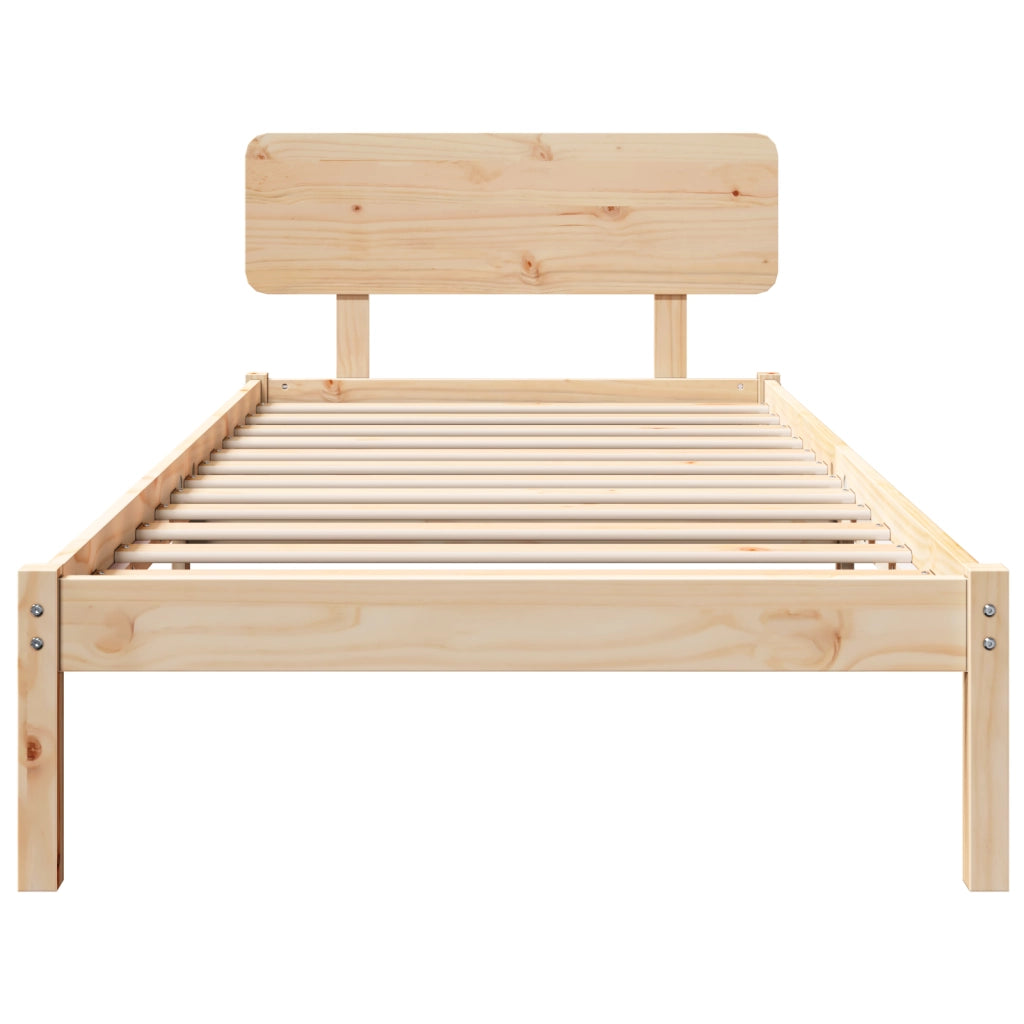 Struttura Letto con Testiera 90x200 cm in Legno di Pino Massello