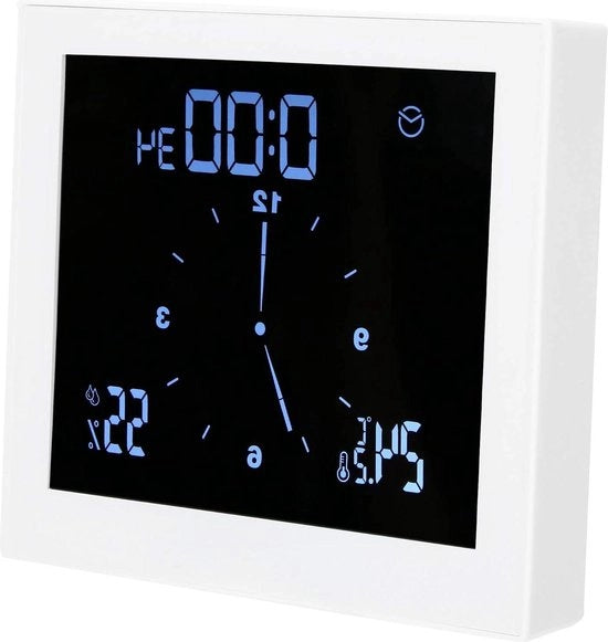 Cronometro digitale per bagno con umidità e temperatura - timer idrogrado igrometro accessori per bagno con allarme - bianco