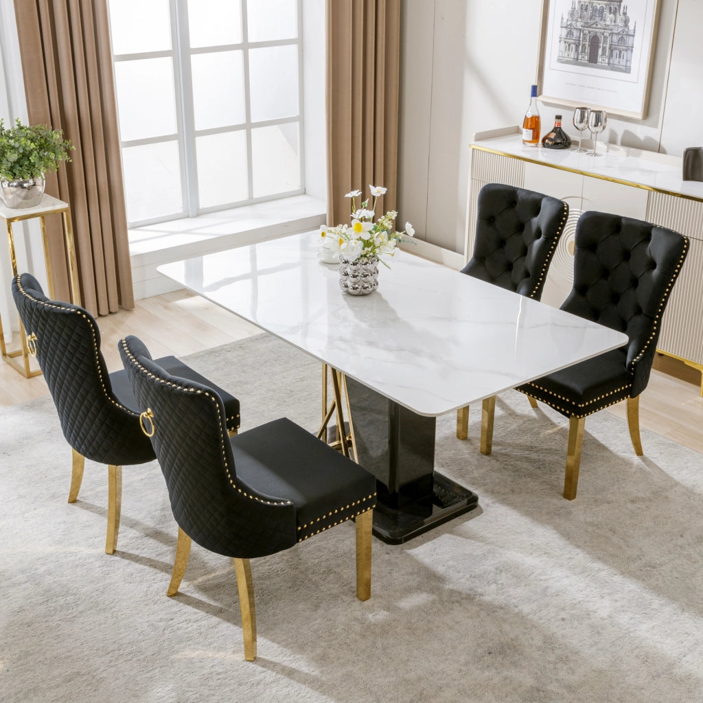 SEDIA Imbottita 50,5x45x95 cm Velluto Nero Oro