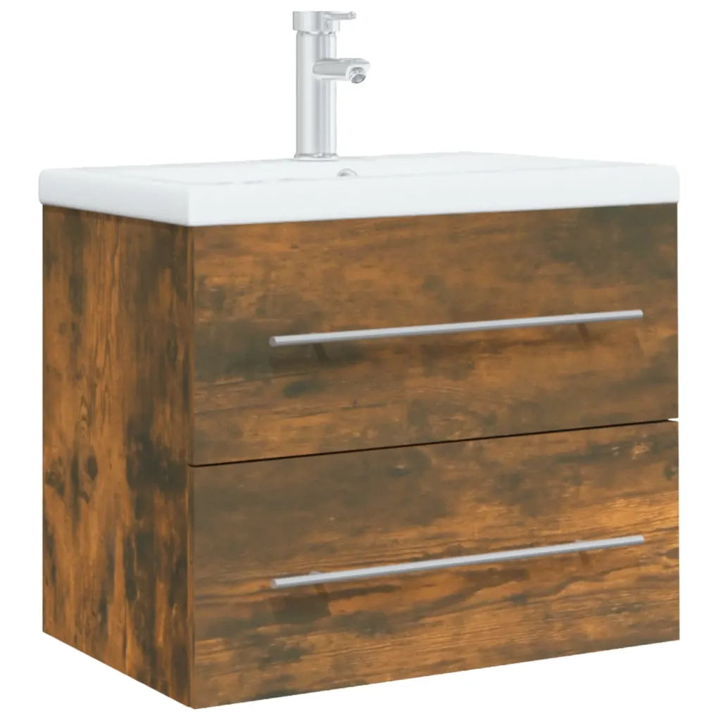 Mobile Bagno con Lavabo Integrato Rovere Fumo Legno Multistrato 3120179