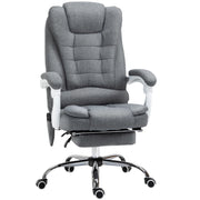 Poltrona da Ufficio 67x79x111-121 cm con Telecomando e 6 Punti di Massaggio in Tessuto Misto Velluto e Lino Grigio