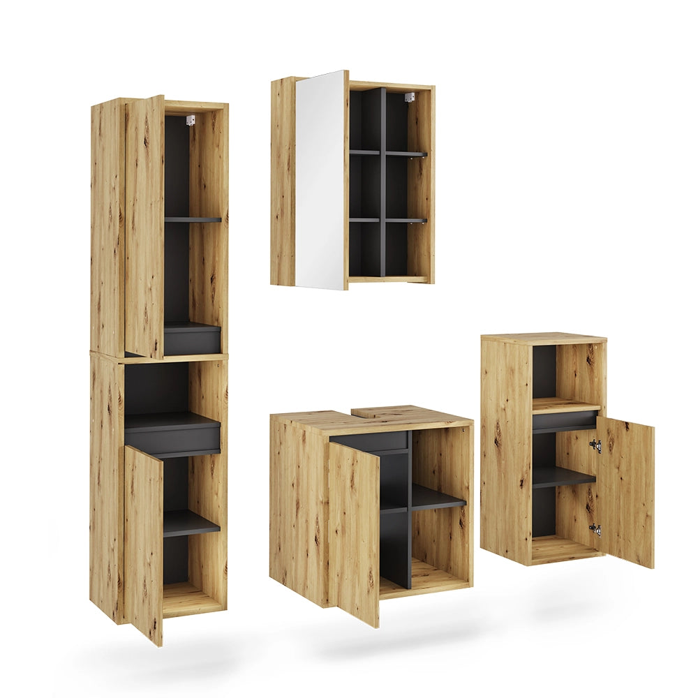 Vicco Set di mobili da bagno Artigiano/grigio 4 parti
