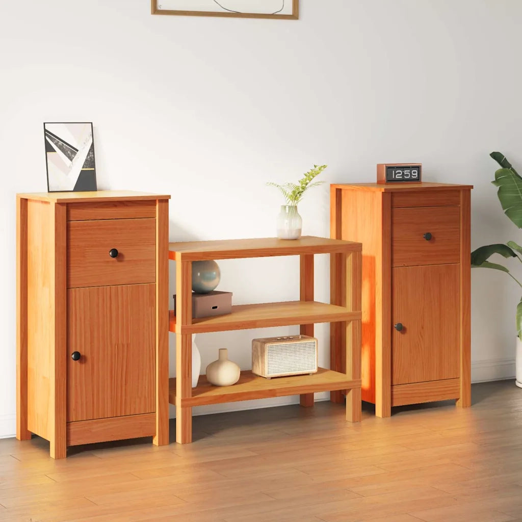 Credenza 2 pcs Marrone cerato 39 x 34,5 x 80 cm Pino massello