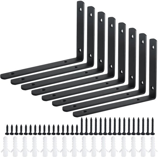 Supporti per pannelli in metallo 200 mm - L supporto per pannelli - Supporti per pannelli da parete - Sostegni per pannelli resistenti e shock resistenti - 8 pezzi - Per ufficio casa e garage