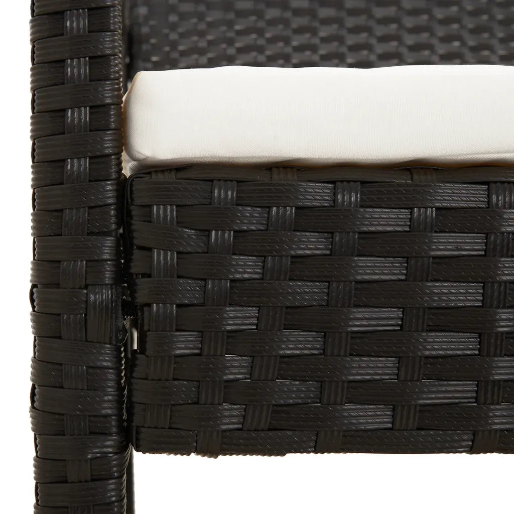 Panca da Giardino con Cuscino Nera 105 cm in Polyrattan 362166