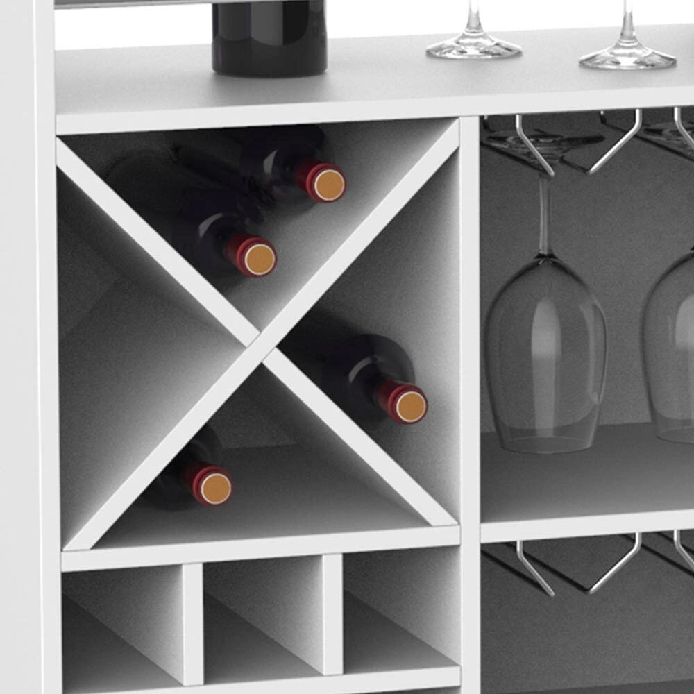 Mobile Bar Cantinetta Bottiglie Vino Legno Cantina 20 Posti Porta Calici Bianco