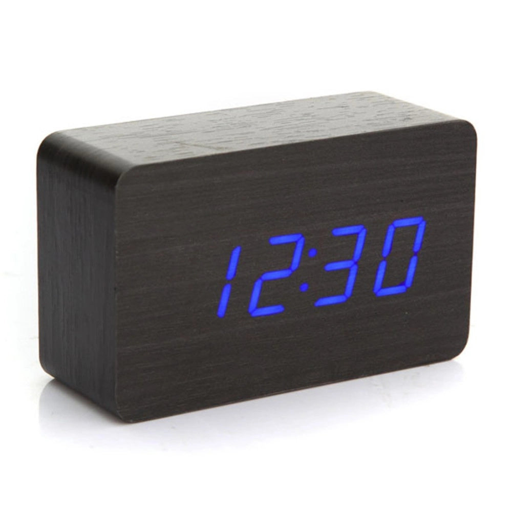 Trade Shop - Orologio Moderno Effetto Legno Wooden Usb/aaa Light Led Digital Alarm Clock -