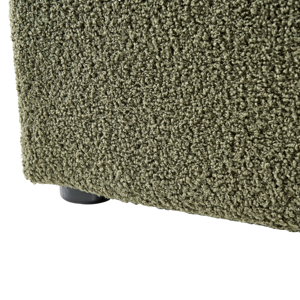 Letto singolo con contenitore in tessuto bouclè verde scuro 90 x 200 cm portaoggetti stile moderno