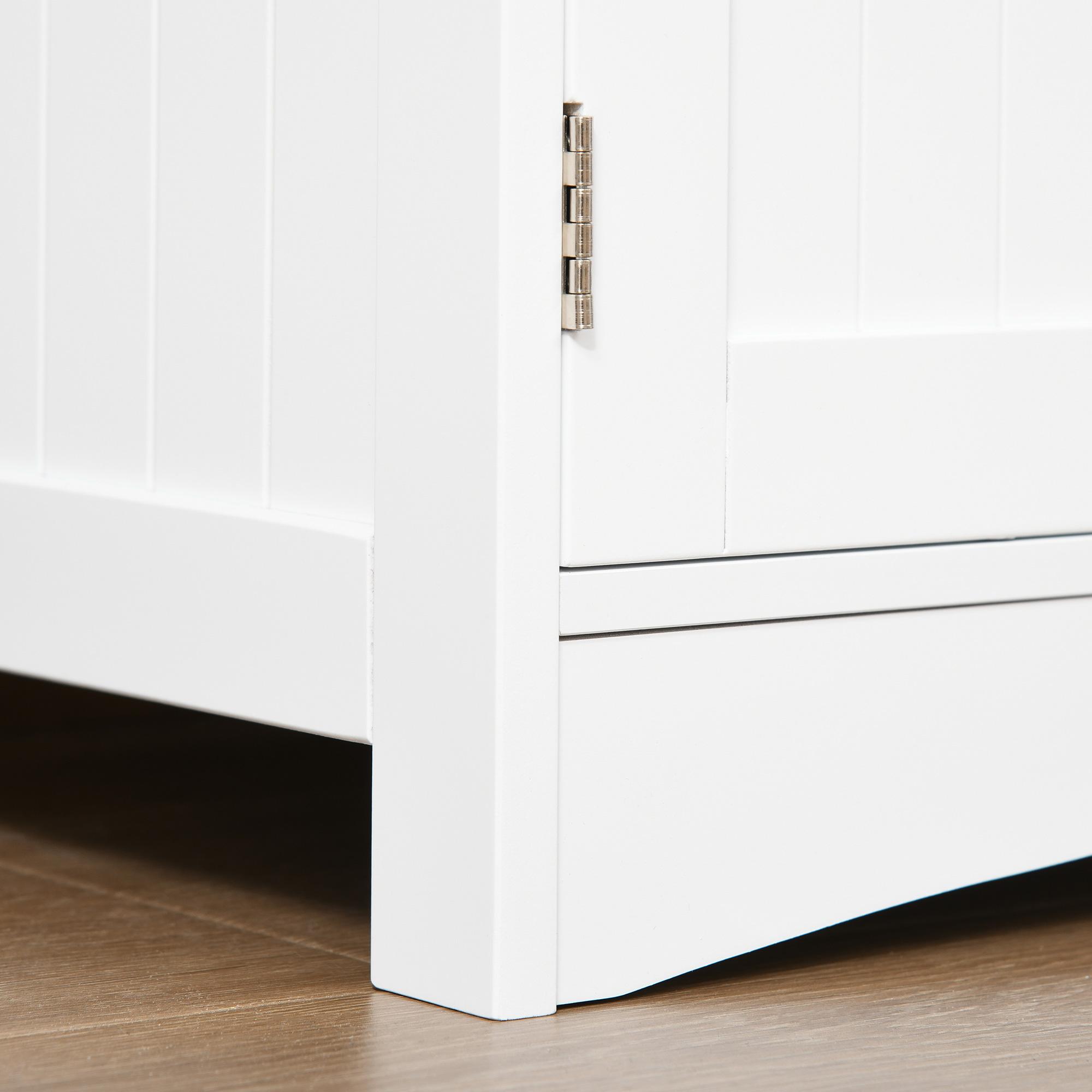 Mobiletto da Bagno con Mensole 2 Ante 1 Cassetto 60x33x122,5 cm in Legno Bianco