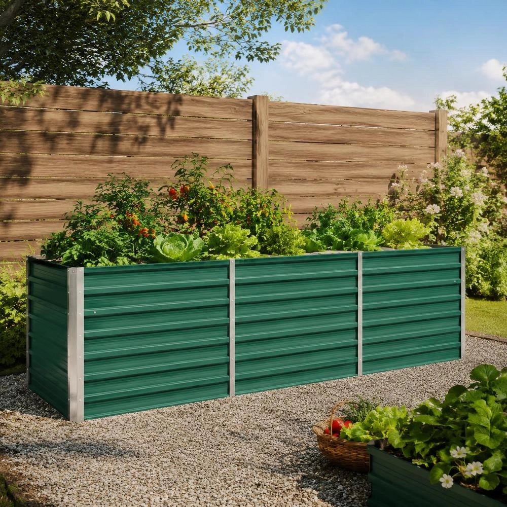 Garden Raised Bed Galvanized Steel 240x80x77 Cm Green