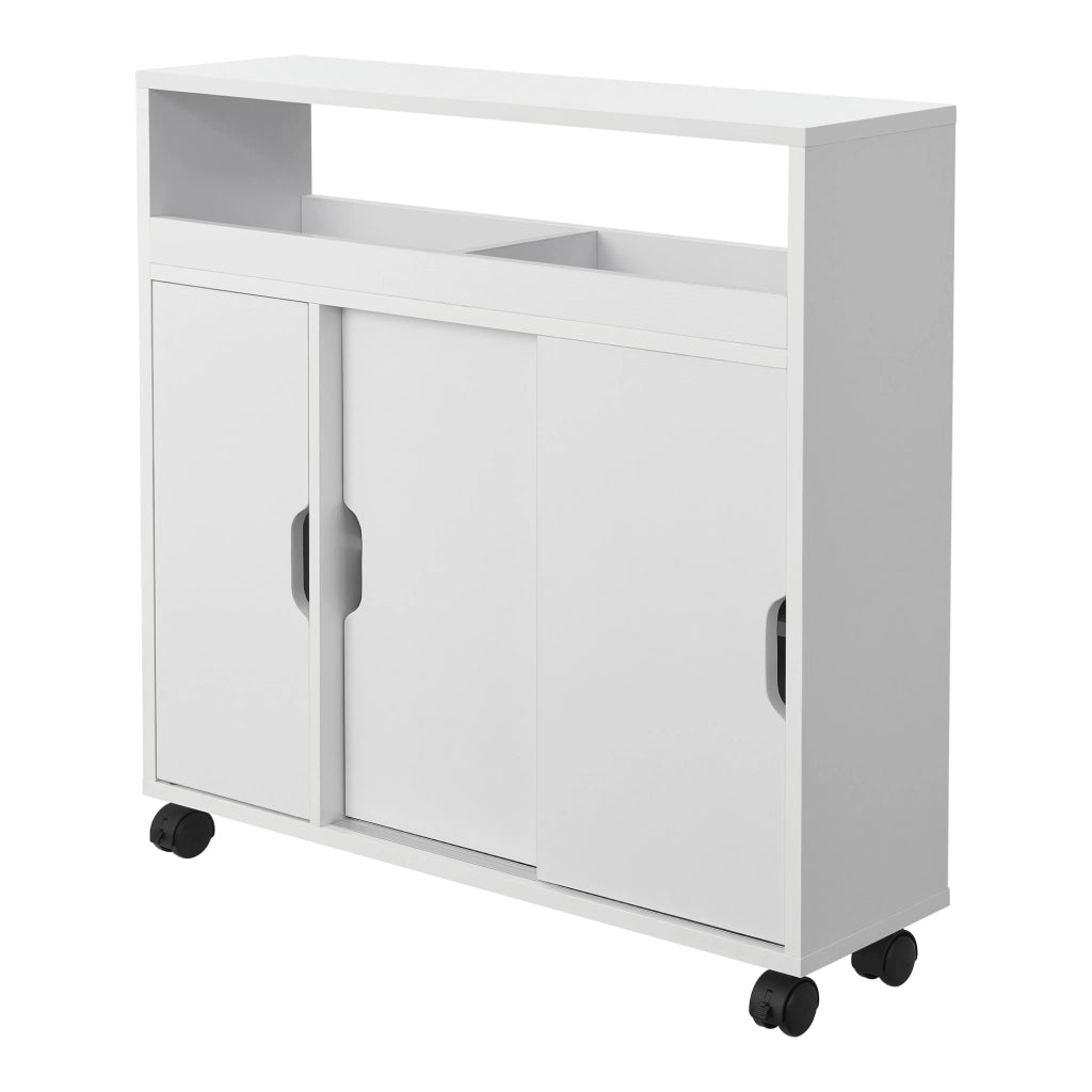 Mobile da Terra Lumijoki con Ante Scorrevoli e 4 Ruote 71x70x20 cm - Bianco [en.casa]