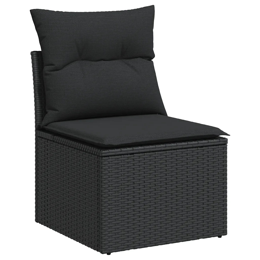 Set Divano da Giardino 6 pz con Cuscini Nero in Polyrattan 3326156