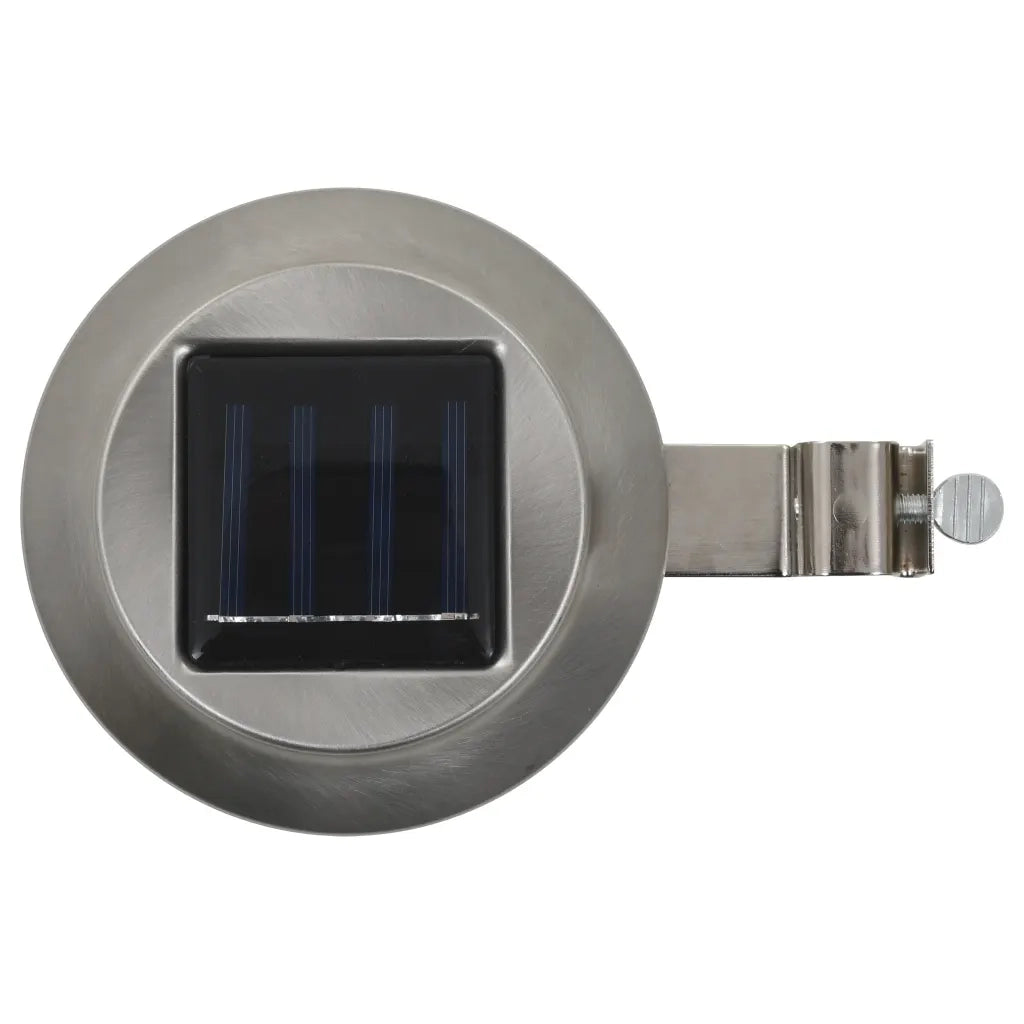 Set di 6 luci solari a LED rotonde per esterni 12 x 6,5 cm accensione automatica design argento 02_0045899