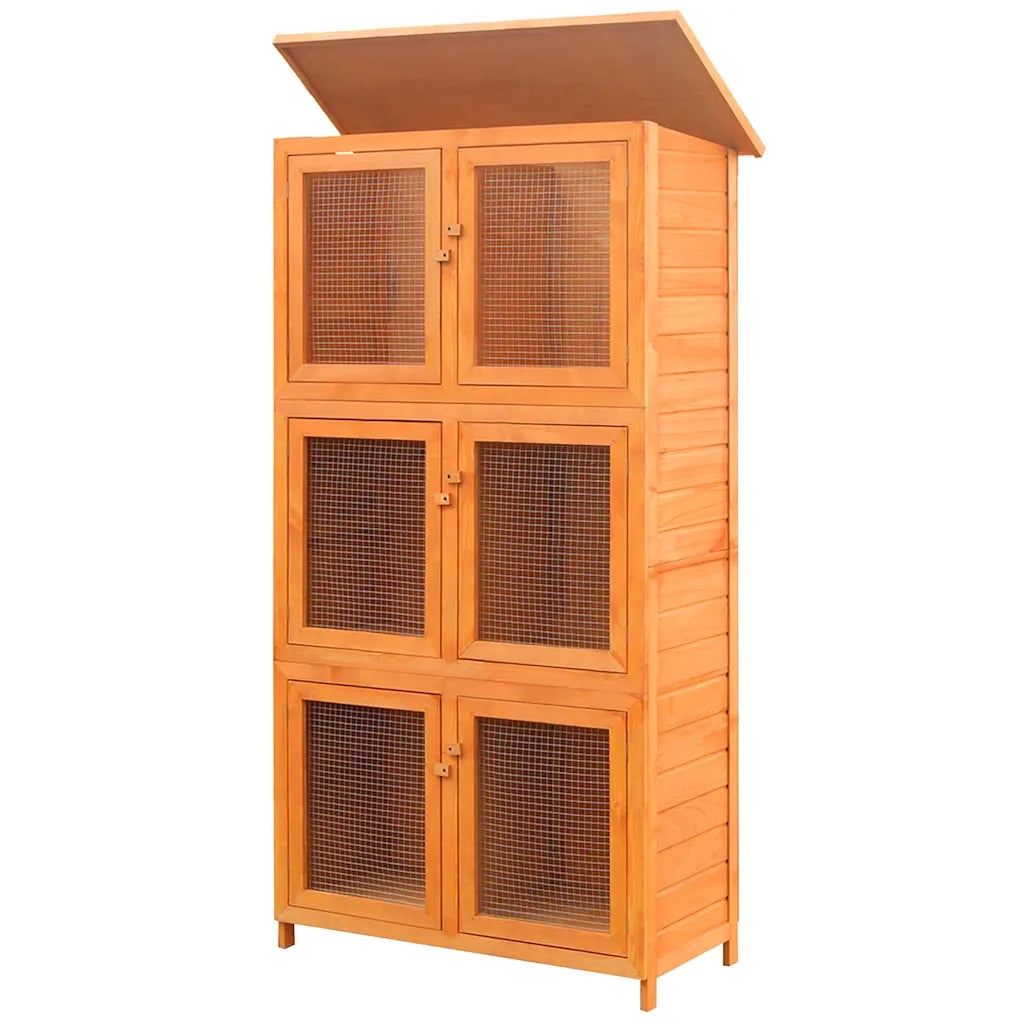 Conigliera a 6 Stanze per Animali Piccoli in Legno CFW5671279
