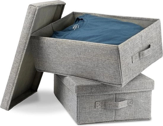 Set di 2 Scatole di Stoccaggio Flessibili con Coperchio - Soluzione di Organizzazione Spaziale: 2 Scatole di Stoccaggio Flessibili con Coperchio (45x30 cm)