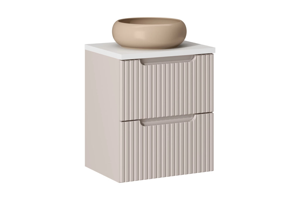 Set mobili bagno 50 cm con piano e lavabo da appoggio Wiki Nova Cashmere 50 x 1401 x 40 cm