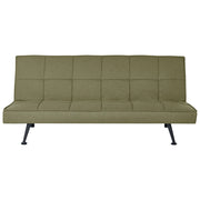 Divano Letto Verde Oliva 3 Posti Imbottito Trapuntato Gambe In Metallo Click Clack