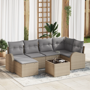 Set di divani da giardino 7 pezzi con cuscini Nero Polirattan