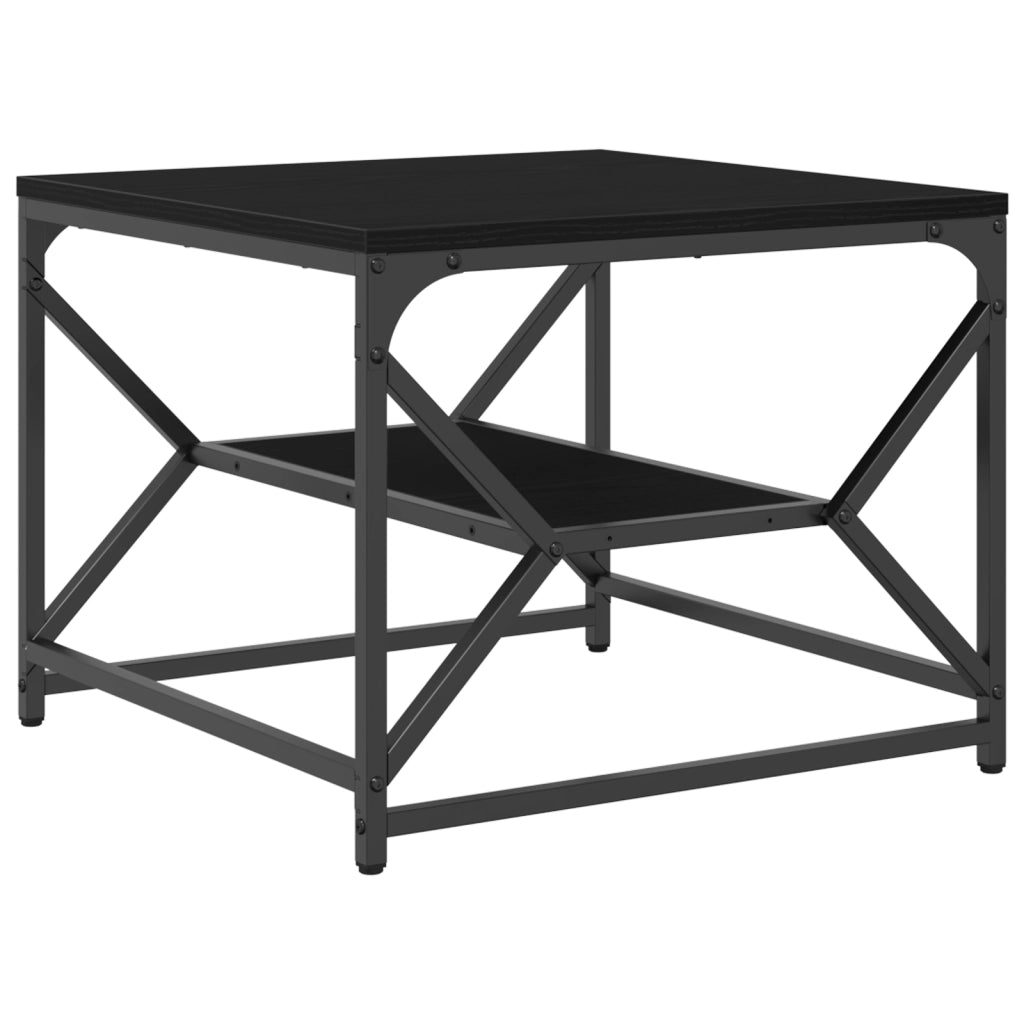 Tavolino da caffÃ¨ in rovere nero con ripiano, 51x50x40 cm, realizzato in legno ingegnerizzato