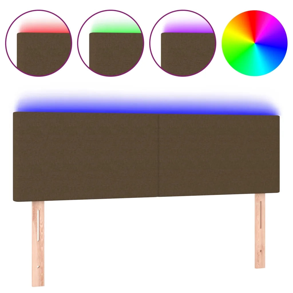 Testiera a LED-Testata con LED Marrone Scuro 144x5x78/88 cm in Tessuto 421692