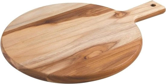 Piatto di Taglio in Legno di Teak Sferico 40 x 30 x 18 cm - Piatto Rustico per Aperitivo o Piatto di Formaggio - Servizio di Taglio e Servizio di Carne e Pane