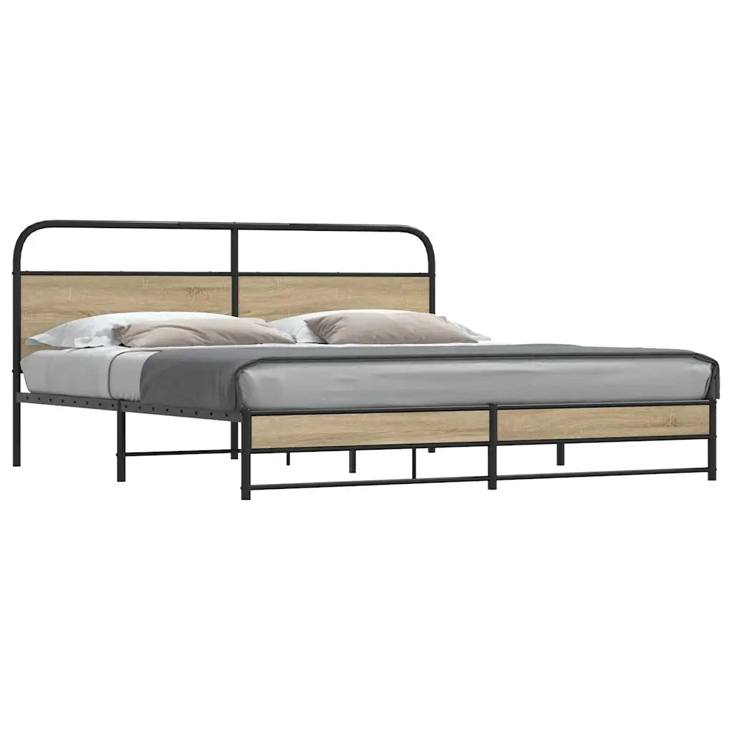 Giroletto senza Materasso in Metallo-Struttura Letto Rovere Fumo 180x200 cm 904356