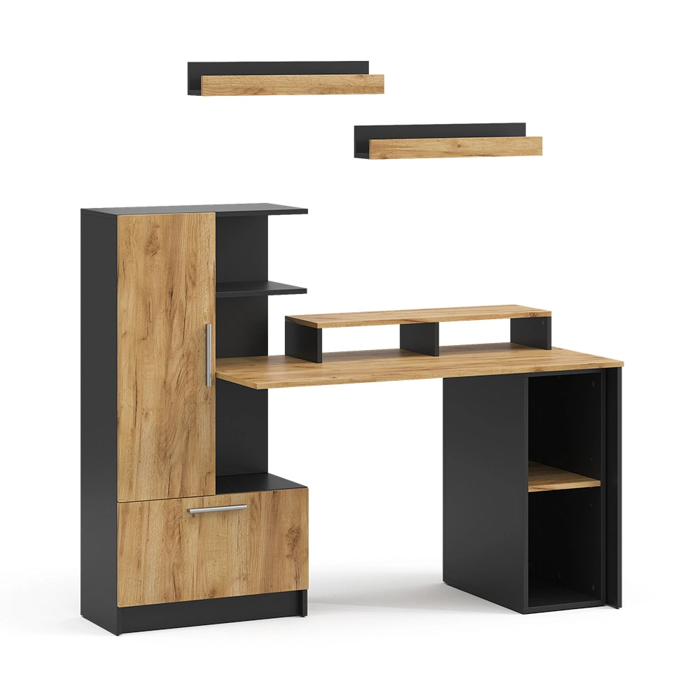 Set scrivania Tomy Antracite/Rovere dorato 150 x 59 cm Set di 5 Vicco